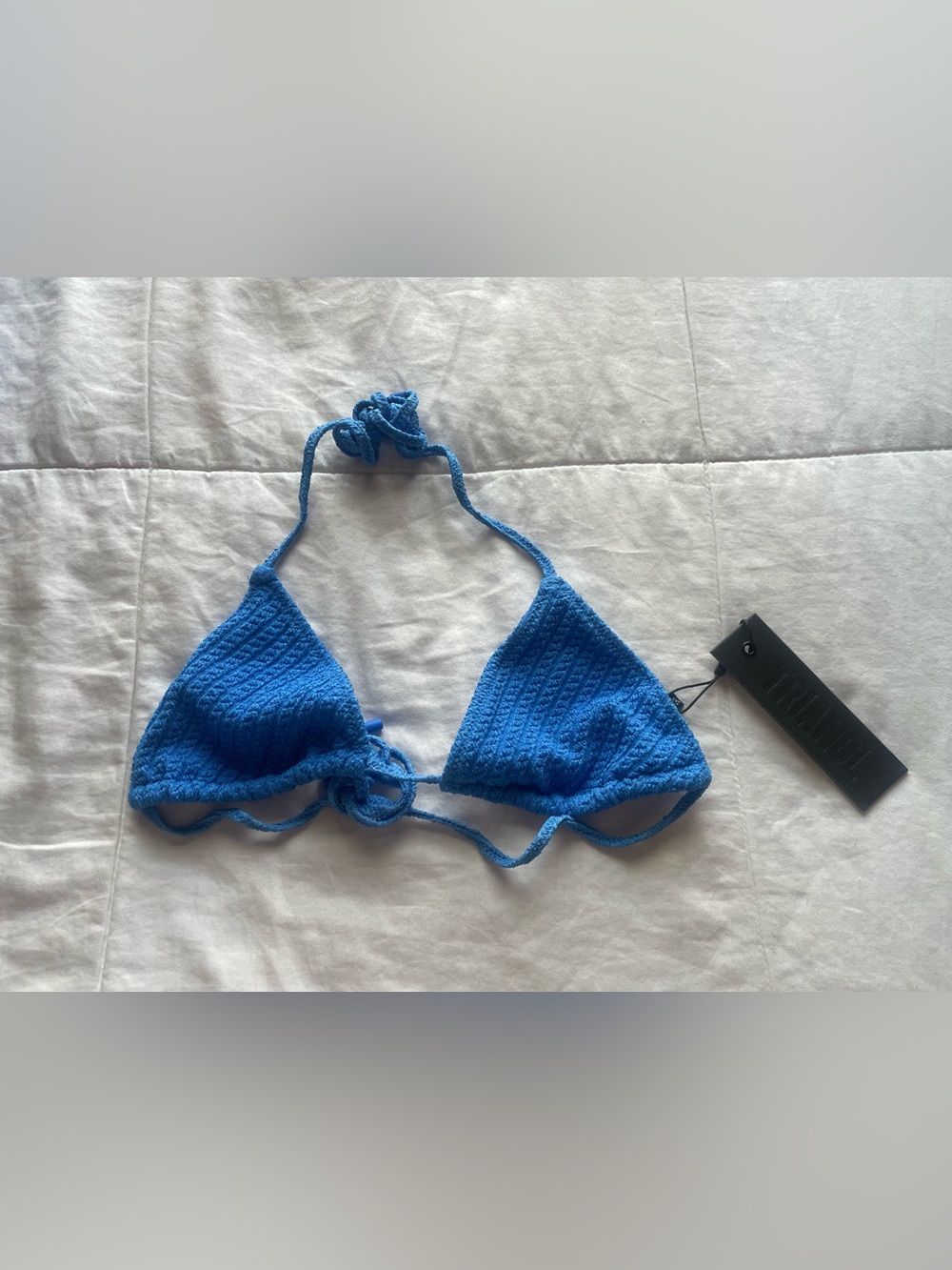 NWT Triangl Vinca Electric Blue Knit String Bikini Top Medium Swimwear Vacation